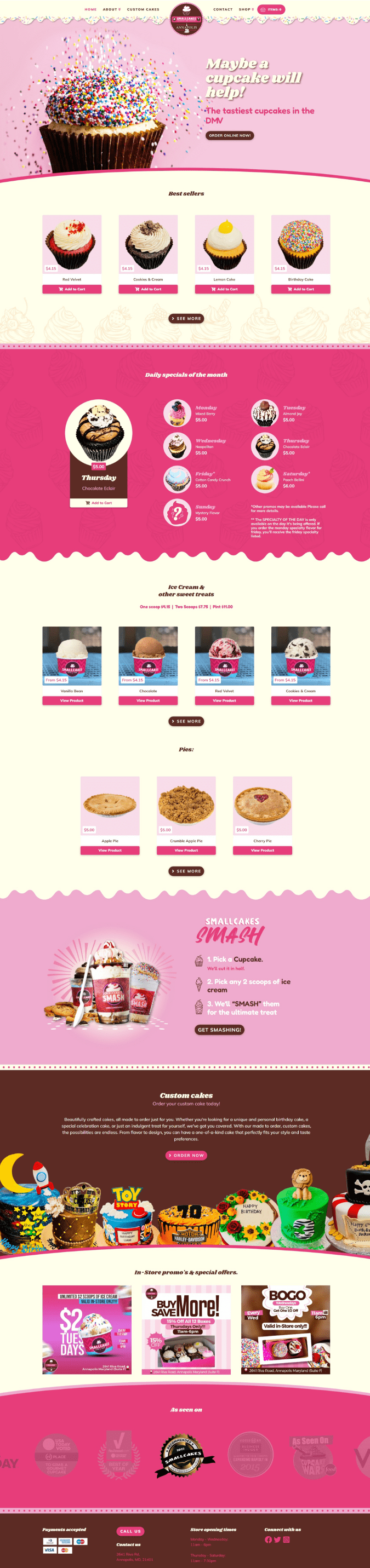 Affordable cupcake website, online shop, e-commerce